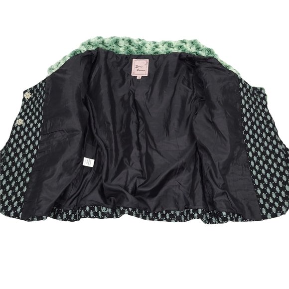 Young Essence Cropped Jacket Women Size S Boho 3/4 Sleeve Dressy Evening Black - Picture 6 of 11